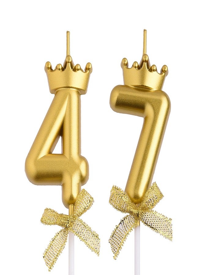 VSHILI 47th 74th Birthday Candles, Gold 74 47 Year Old Number Birthday Candles, Happy Birthday Party Cake Topper Decoration Gifts for Women Men - Image 1